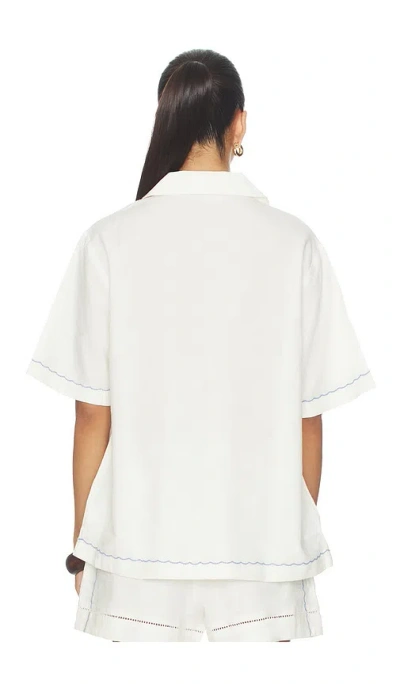 L*space Lspace La Mer Embroidered Cover-up Shirt In White