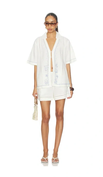 L*space Lspace La Mer Embroidered Cover-up Shirt In White