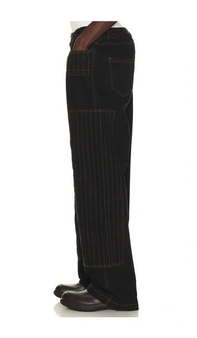 Pas Une Marque Distressed Patch Carpenter Pants In Black