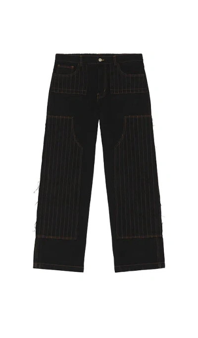 Pas Une Marque Distressed Patch Carpenter Pants In Black