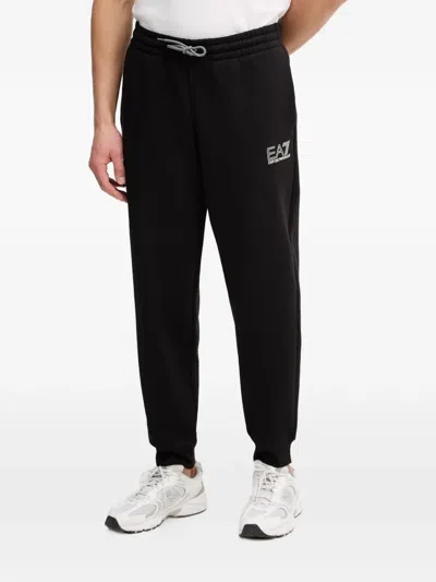 Ea7 Zip Drawstring Hoodie In Black
