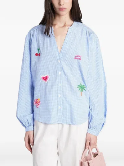 Mc2 Saint Barth Gingham-check Blouse In Blue
