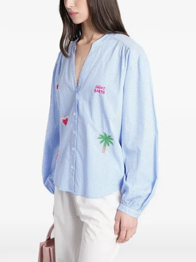 Mc2 Saint Barth Gingham-check Blouse In Blue
