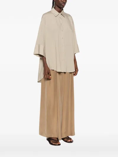 Eleh Pinstripe-pattern Oversized Shirt In Brown