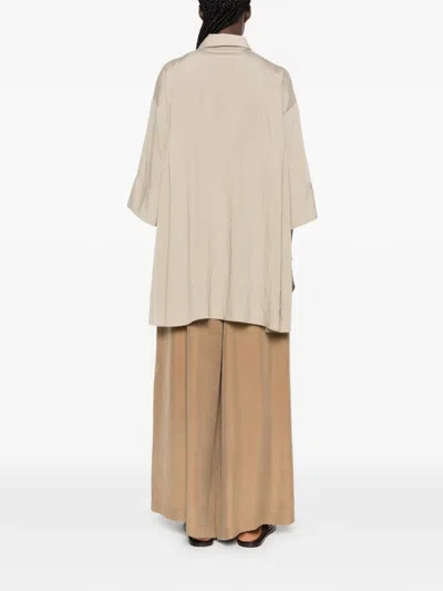 Eleh Pinstripe-pattern Oversized Shirt In Brown