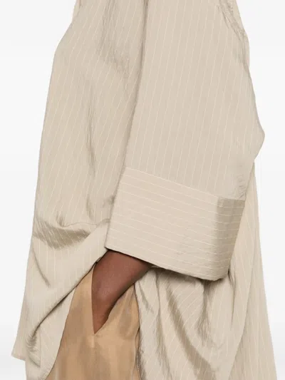 Eleh Pinstripe-pattern Oversized Shirt In Brown