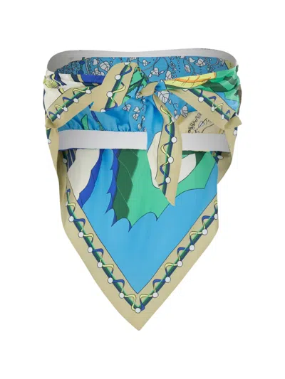Tory Burch Printed Silk Scarf Top In Multi