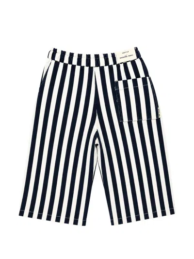 Michael Coal Striped Drawstring Trousers In Blue
