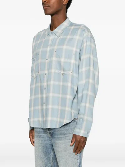 Cole Buxton Check-pattern Stud-embellished Shirt In Blue
