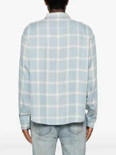 Cole Buxton Check-pattern Stud-embellished Shirt In Blue