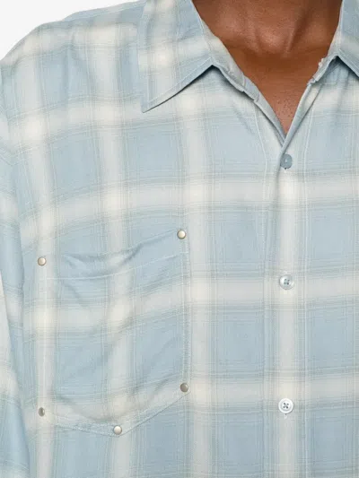Cole Buxton Check-pattern Stud-embellished Shirt In Blue