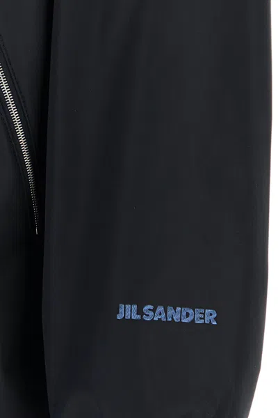 Jil Sander Polyester Jacket High Collar Elastic Cuffs In Blue