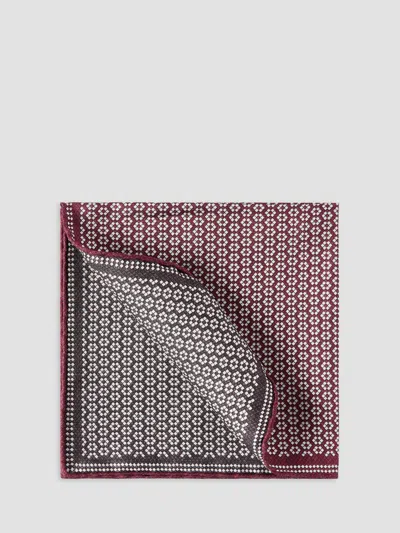 Brunello Cucinelli Silk Geometric-pattern Pocket Square In Red