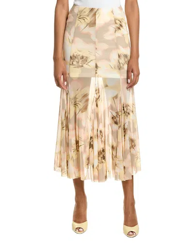 Kenneth Cole Mesh Pull On Godet Fit And Flare Maxi Skirt In Brown