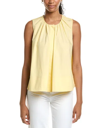 Kenneth Cole Paperbag Neck Sleeveless Tent Button Front Shirt In Yellow