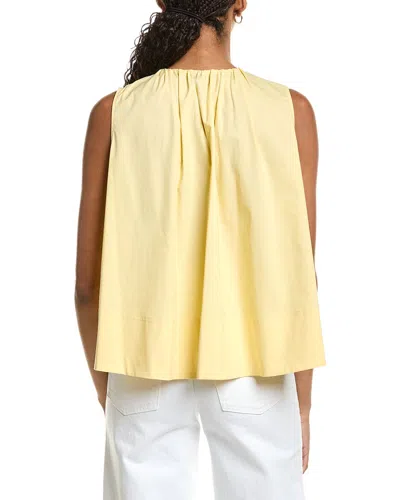 Kenneth Cole Paperbag Neck Sleeveless Tent Button Front Shirt In Yellow