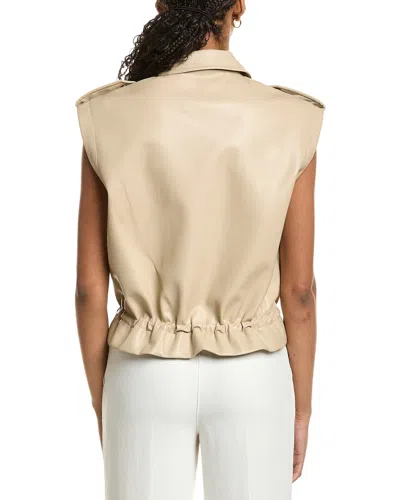 Kenneth Cole Faux Leather Snap Front Jacket With Drawcord Waist In Neutral