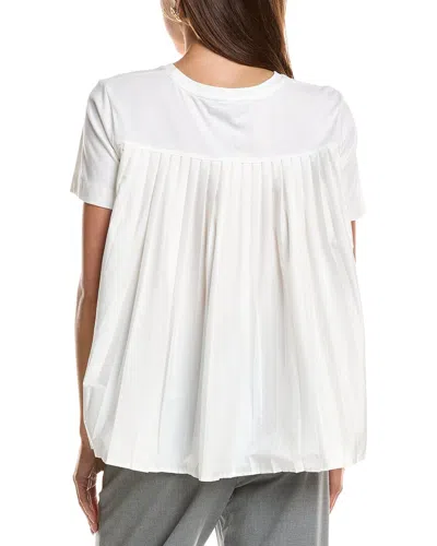 Kenneth Cole High-low Pleated Back T-shirt In White