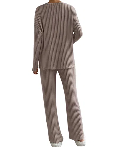 Elaine 2pc Pullover & Pant Set In Brown