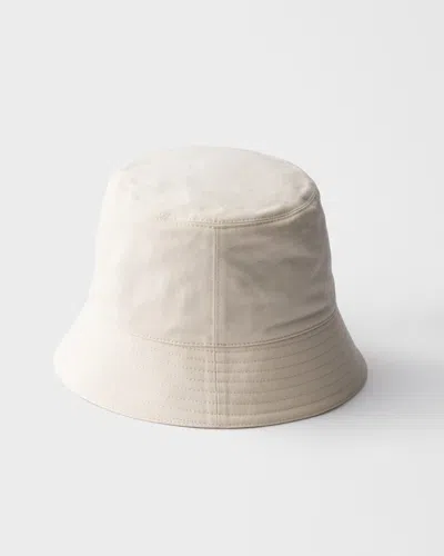 Prada Mens Neutral Old Gabardine Cotton Bucket Hat In Brown