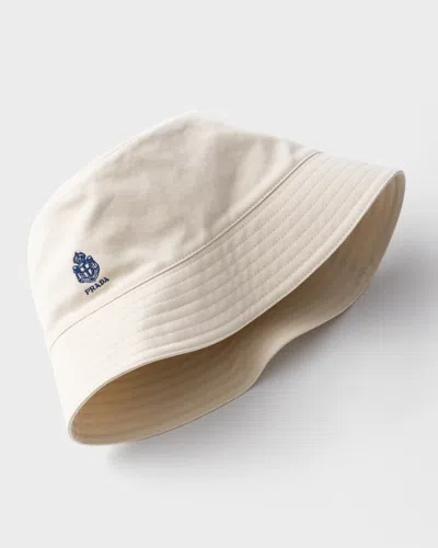 Prada Mens Neutral Old Gabardine Cotton Bucket Hat In Brown