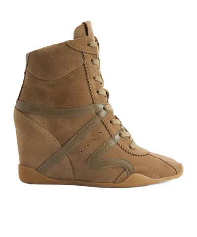 Giuseppe Zanotti Suede Sneakers Boots Wedge Heel Design In Brown