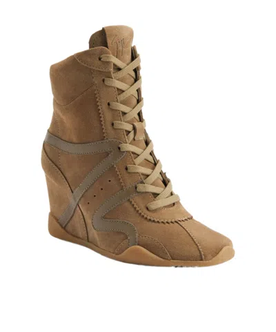 Giuseppe Zanotti Suede Sneakers Boots Wedge Heel Design In Brown