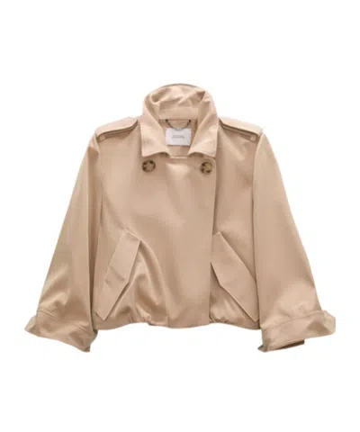 Dorothee Schumacher Luxury Layer Cropped Cotton-blend Jacket In Neutral