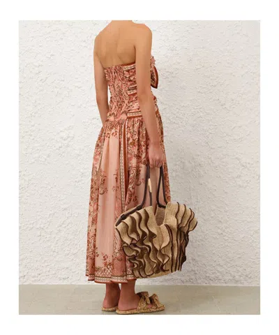 Zimmermann Womens Pink Paisley Floral Aster Scar Silk Midi Dress Xl In Orange