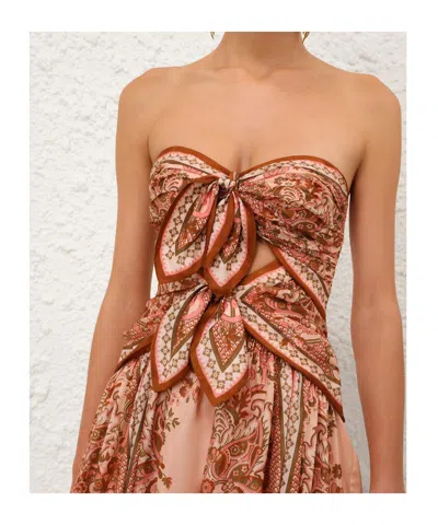 Zimmermann Womens Pink Paisley Floral Aster Scar Silk Midi Dress Xl In Orange