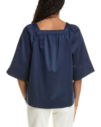 Foxcroft Violet Elbow-sleeve Matte Top In Blue