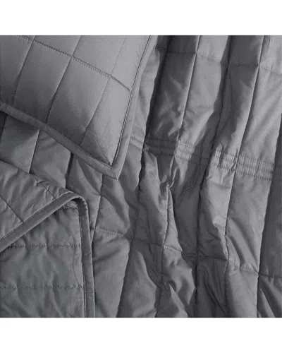 Calvin Klein 200 Thread Count Solid Washed Percale Cotton Quilt Set In Gray