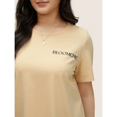 Bloomchic Women's Plus Size  Basic Solid Crew Neck T-shirt Apricot Everyday 14-16/1x In Orange