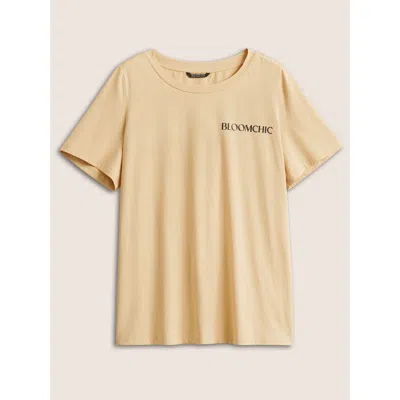 Bloomchic Women's Plus Size  Basic Solid Crew Neck T-shirt Apricot Everyday 14-16/1x In Orange
