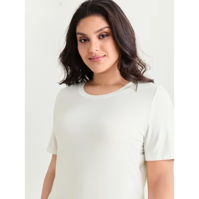 Bloomchic Women's Plus Size Supersoft Essentials Solid Basic Knit T-shirt Originalwhite Solid Casual Short Sle