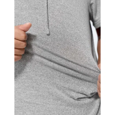 Bloomchic Women's Plus Size Stretchy Hooded Drawstring Adjustable T-shirt Lightgray Solid Casual Short Sleeve  In Gray