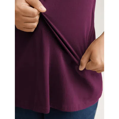 Bloomchic Women's Plus Size Cotton V Neck Plain Basic T-shirt Plum Solid Casual Half Sleeve V-neck 12/l In Purple