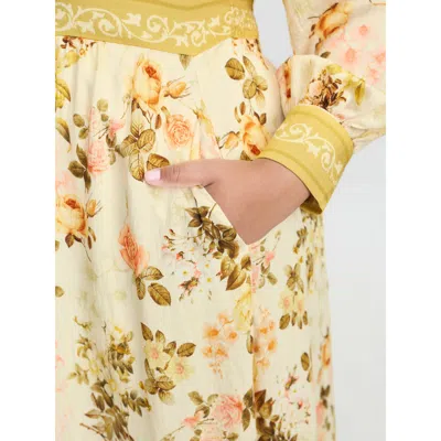 Bloomchic Women's Plus Size Sunkissed Floral Color Contrast Midi Dress Mustardyellow Tropical Midi Elegant Smo