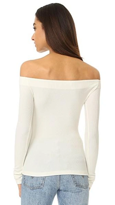 Shop Getting Back To Square One Off Shoulder Long Sleeve Tee In Vanilla Ice