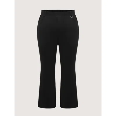 Bloomchic Women's Plus Size Pull-on Solid Bootcut Pants Black Solid Straight Fit Mid Rise Office 10/m In Black