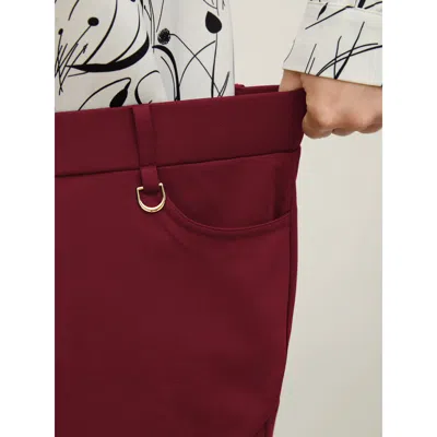 Bloomchic Women's Plus Size Pull-on Solid Bootcut Pants Scarlet Solid Straight Fit Mid Rise Office 10/m In Red