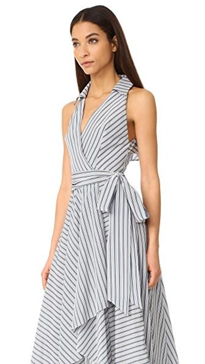 Shop Milly Stripe Brooklyn Dress In Navy