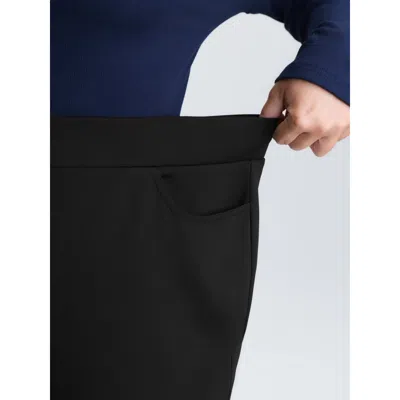 Bloomchic Women's Plus Size Ruffled Flared Hem Plain Pants Black Solid Flared Mid Rise Elegant 10/m In Black