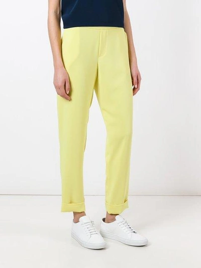 Shop P.a.r.o.s.h Pantera Cropped Trousers In Yellow