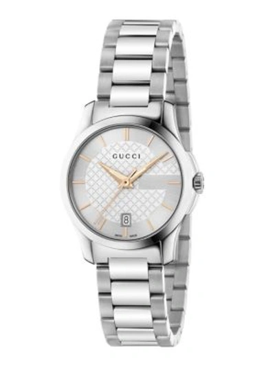 Shop Gucci G-timeless Stainless Steel Bracelet Watch/silvertone In Na