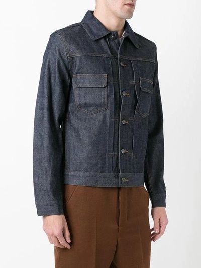 Apc Navy Veste Work Denim Jacket In Blue
