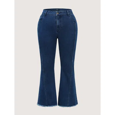 Bloomchic Women's Plus Size Mid Rise Patchwork Panel Flared Jeans Denimindigo Patchwork Flared High Stretch 10
