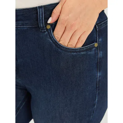 Bloomchic Women's Plus Size Plain Button Fly High Rise Bootcut Jeans Darkblue Plain Plain Medium Stretch 14/1x In Blue