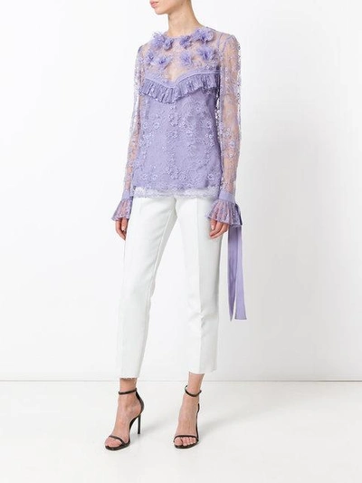 Shop Elie Saab Lace Blouse In Pink