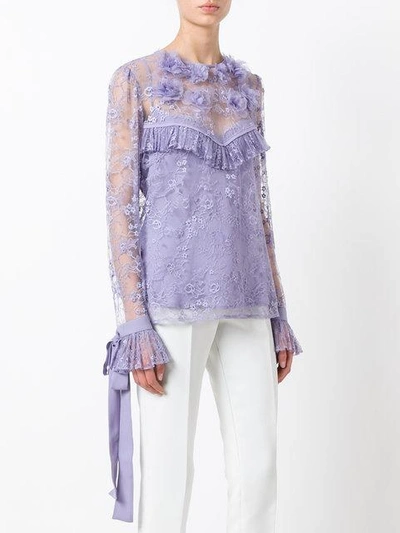 Shop Elie Saab Lace Blouse In Pink